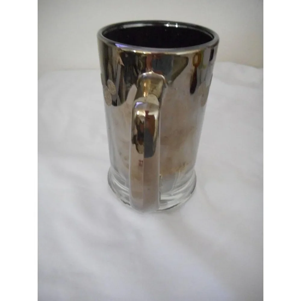 Walt Disney Mickey Mouse Silver Clear Glass Mug Cup Root Beer Stein - Picture 6 of 8